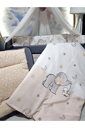 Kenar Korumalı 70x110 Bebek Uyku Seti - İsimli, Cibinlikli, Dijital Baskılı