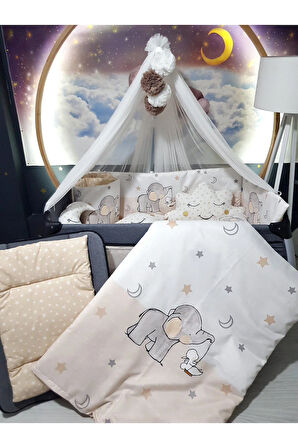 Kenar Korumalı 70x110 Bebek Uyku Seti - İsimli, Cibinlikli, Dijital Baskılı