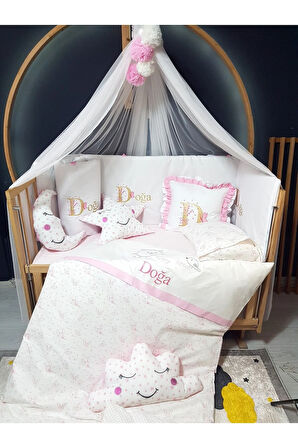 Elit Serisi İsimli Kız Bebek Uyku Seti 60x120 - Nakışlı, %100 Pamuk