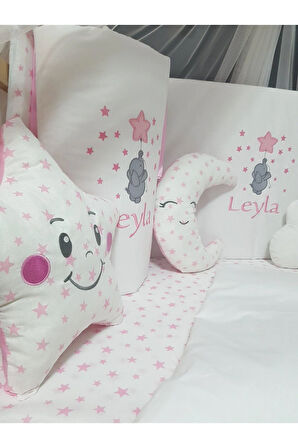 Nakışlı Bebek Uyku Seti 60x120 - Aparatlı Lüks Cibinlikli