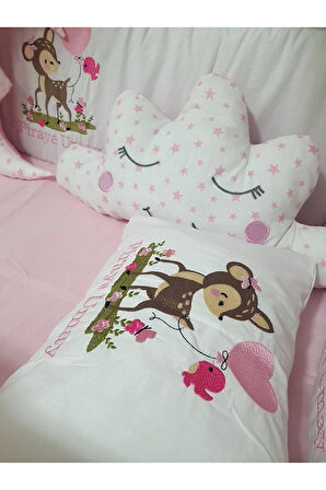 70x120 Ceylan Nakışlı Bebek Uyku Seti İsimli 18 Parça Lüks Cibinlik ve Aparat Seti