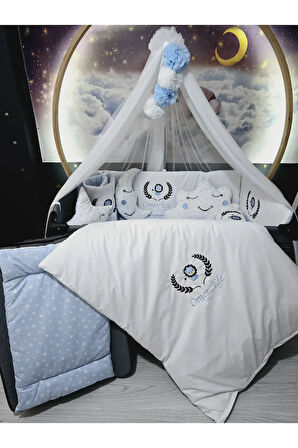 70x120 İsim Nakışlı Bebek Uyku Seti - Lüks Cibinlik Ve Aparat Dahil - Aslan Nakış Motifi