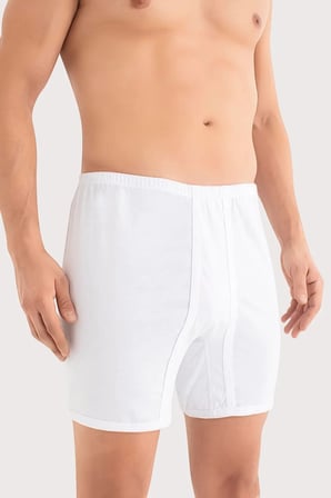 Premium Büyük Beden Erkek Paçalı Külot Boxer 2'li Paket Beyaz Yetişkin Penye Günlük
