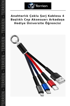 Anahtarlık Çoklu Şarj Kablosu 4 Başlıklı Cep Aksesuarı Arkadaşa Hediye Üniversite Öğrencisi