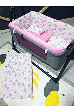 45x85 cm Portatif Beşik İçin Bebek Uyku Seti - Anne Yanı Beşik Uyku Seti