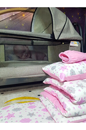 45x85 cm Portatif Beşik İçin Bebek Uyku Seti - Anne Yanı Beşik Uyku Seti