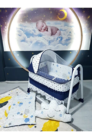 Uyku Setli 45x85 Portatif Sallanabilir Anne Yanı Beşik (Bebek Uyku Seti + Beşik)