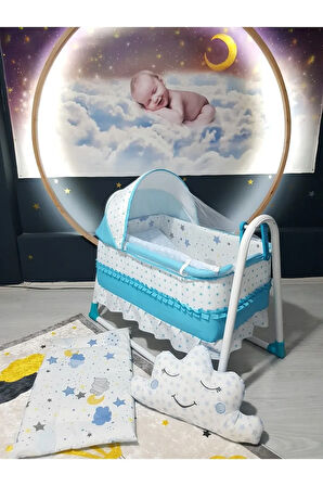 Uyku Setli 45x85 Portatif Sallanabilir Anne Yanı Beşik (Bebek Uyku Seti + Beşik)