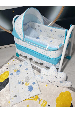 Uyku Setli 45x85 Portatif Sallanabilir Anne Yanı Beşik (Bebek Uyku Seti + Beşik)