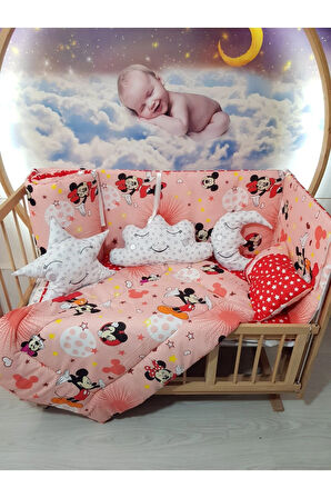 60x120 Bebek Uyku Seti - Cibinliksiz - Kırmızı Mickey & Minnie (MOBİLYA BEŞİK HARİÇ)