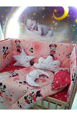 60x120 Bebek Uyku Seti - Cibinliksiz - Kırmızı Mickey & Minnie (MOBİLYA BEŞİK HARİÇ)