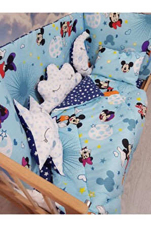 60x120 Bebek Uyku Seti - Cibinliksiz - Mavi Mickey & Minnie (MOBİLYA BEŞİK HARİÇ)