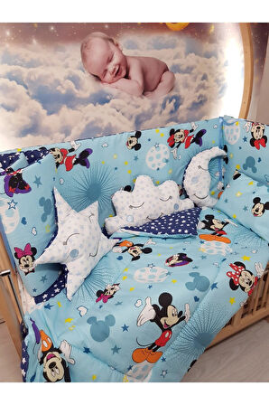 60x120 Bebek Uyku Seti - Cibinliksiz - Mavi Mickey & Minnie (MOBİLYA BEŞİK HARİÇ)