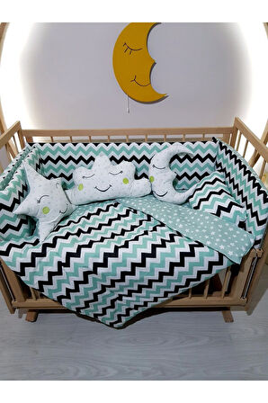 60x120 Bebek Uyku Seti - Cibinliksiz - Zigzag Desenli (MOBİLYA BEŞİK HARİÇ)