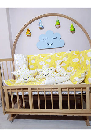60x120 Bebek Uyku Seti - Cibinliksiz - Ay Bulut Yıldız (MOBİLYA BEŞİK HARİÇ)
