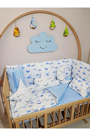 60x120 Bebek Uyku Seti - Cibinliksiz - Ay Bulut Yıldız (MOBİLYA BEŞİK HARİÇ)