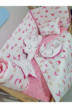 60x120 Bebek Uyku Seti - Cibinliksiz - Ay Bulut Yıldız (MOBİLYA BEŞİK HARİÇ)