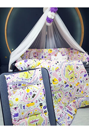 Cibinlikli Bebek Uyku Seti 70x110 - Beşik Kenar Korumalı