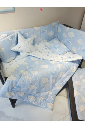 70x110 Bebek Uyku Seti - Cibinliksiz - Ay Bulut Yıldız (PARK BEŞİK HARİÇ)