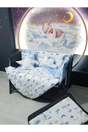 70x110 Bebek Uyku Seti - Cibinliksiz - Ay Bulut Yıldız (PARK BEŞİK HARİÇ)