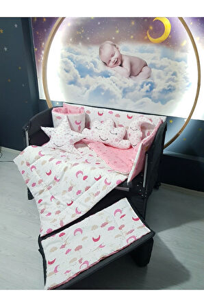 70x110 Bebek Uyku Seti 11 Parça Uyku Arkadaşı Yastıklı Park Beşik Hariç