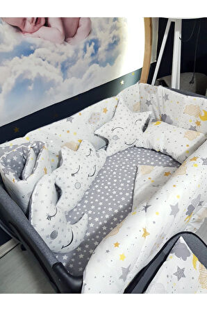 70x120 Bebek Uyku Seti - Cibinliksiz - Ay Bulut Yıldız (PARK BEŞİK HARİÇ)