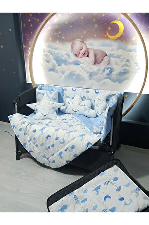 70x120 Bebek Uyku Seti - Cibinliksiz - Ay Bulut Yıldız (PARK BEŞİK HARİÇ)