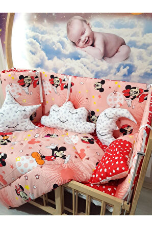 70x130 Bebek Uyku Seti - Cibinliksiz - Kırmızı Mickey & Minnie (MOBİLYA BEŞİK HARİÇ)