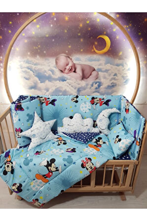 70x130 Bebek Uyku Seti - Cibinliksiz - Mavi Mickey & Minnie (MOBİLYA BEŞİK HARİÇ)