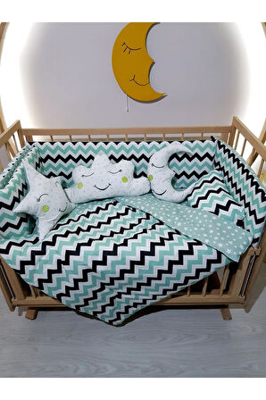 70x130 Bebek Uyku Seti - Cibinliksiz - Zigzag Desenli (MOBİLYA BEŞİK HARİÇ)