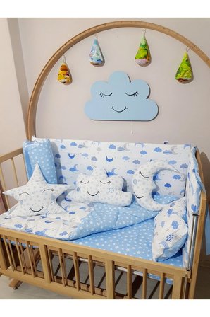 70x130 Bebek Uyku Seti - Cibinliksiz - Ay Bulut Yıldız (MOBİLYA BEŞİK HARİÇ)