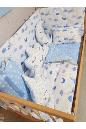70x130 Bebek Uyku Seti - Cibinliksiz - Ay Bulut Yıldız (MOBİLYA BEŞİK HARİÇ)
