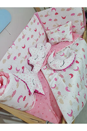 70x130 Bebek Uyku Seti - Cibinliksiz - Ay Bulut Yıldız (MOBİLYA BEŞİK HARİÇ)