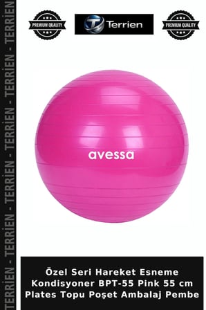 Özel Seri Hareket Esneme Kondisyoner BPT-55 Pink 55 cm Plates Topu Poşet Ambalaj Pembe