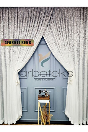 Yeni Tasarım Üst Renkli Kahverengi Vizon Serpinti Yalancı Kruvaze Tül Perde