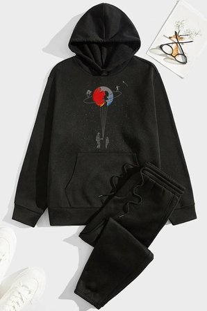 Unisex Evren Temalı Baskılı Eşofman Takımı