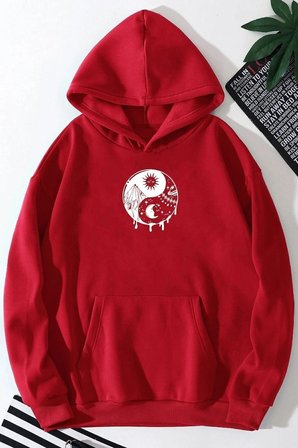 Unisex Ying-yang Baskılı Sweatshirt