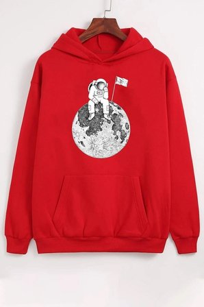 Unisex Astronot Baskılı Sweatshirt