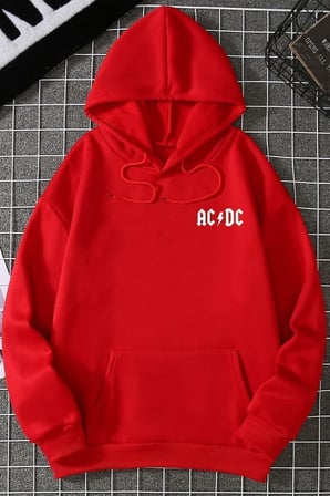 Unisex Ac Dc Baskılı Kapüşonlu Sweatshirt