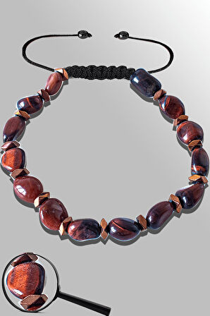 Sertifikalı Amorf Model Gerçek Kaplan Gözü Taşı Bileklik - Ayarlamalı