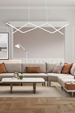 Utku Modern Tasarım Beyaz Renk Yemek Masası Üstü Mutfak Salon Beyaz Led 2 Li Avize