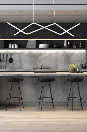 Utku Modern Tasarım Beyaz Renk Yemek Masası Üstü Mutfak Salon Beyaz Led 2 Li Avize