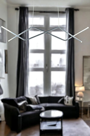 Utku Modern Tasarım Krom Renk Yemek Masası Üstü Mutfak Salon Beyaz Led 2 Li Avize