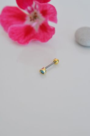 Gold Mini Firuze Damla Helix Piercing Kıkırdak Lob