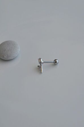 Gümüş Renk Çelik Tomurcuk Gül Helix Piercing Kıkırdak Lob