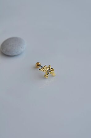 Gold Kırlangıç Kuşu Helix Piercing Kıkırdak Lob