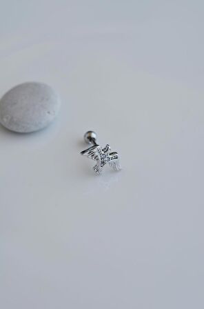 Gümüş Renkli Çelik Kırlangıç Kuşu Helix Piercing Kıkırdak Lob