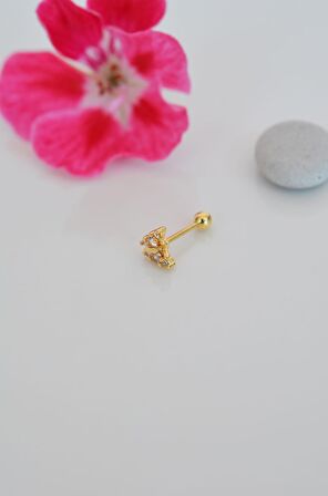 Gold Renkli Kelebekli Helix Piercing Kıkırdak Lob