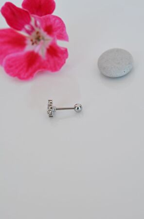 Gümüş Renkli Kelebekli Helix Piercing Kıkırdak Lob