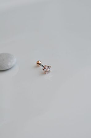 Çelik Mini Rose Çiçekli Helix Piercing Kıkırdak Lob